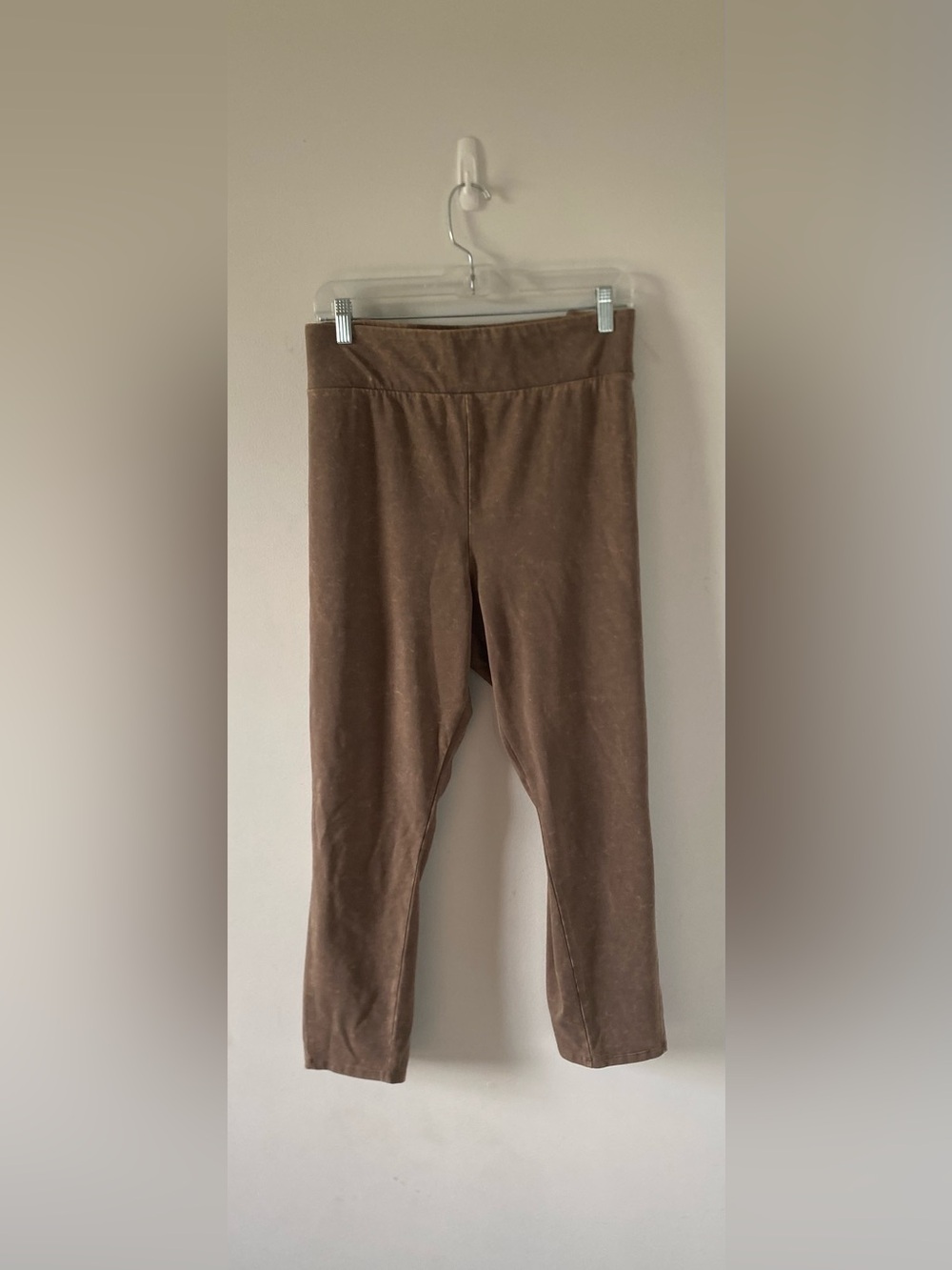 LOGO Layers Faux Suede Leggings Brown Plus Size 3XP Minimalist Casual Basics EUC